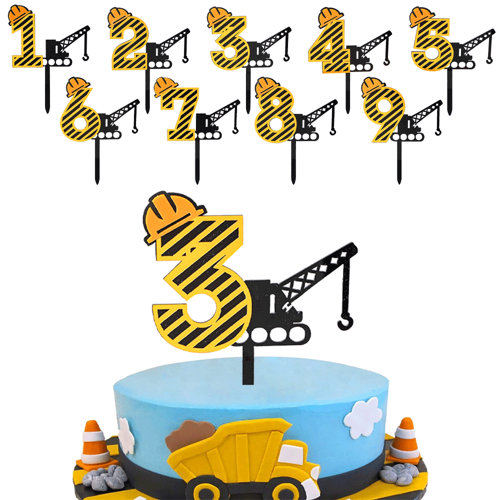 Heavy Equipment Excavator - Строительный экскаватор, акриловый топпер для торта,